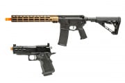 MGC4 MK2 Full Metal M4 AEG W/ ETU Airsoft Rifle & LT Stryk Hi-Capa 4.3 GBB Airsoft Pistol Combo (Black & Bronze)