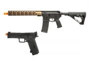 MGC4 MK2 Full Metal M4 AEG W/ ETU Airsoft Rifle & Agency Arms EXA GBB Airsoft Pistol Combo (Black & Bronze)