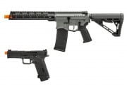 Zion Arms Full Metal R15 AEG Airsoft Rifle W/ ETU & Agency Arms EXA GBB Airsoft Pistol Combo (Gray)