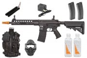 Best Airsoft Rifle Starter Package w/ Vest, Face Mask, CA Skirmish ECS Airsoft Rifle, BBs, & Magazines (Black)
