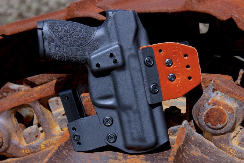 example of an OWB holster for a compact pistol sidearm.