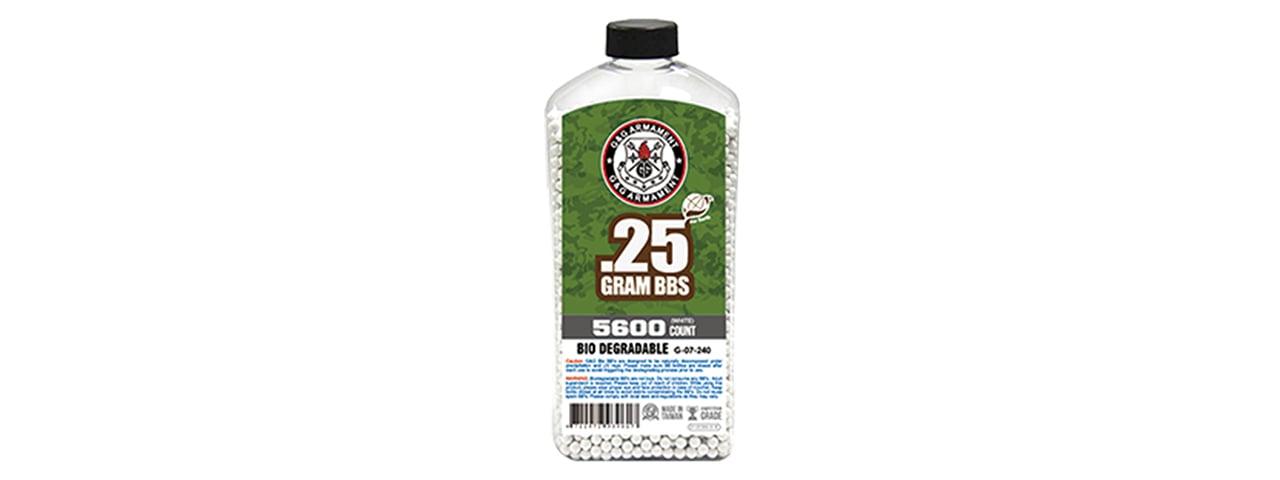 G&G 0.25g Biodegradable 6mm Airsoft BBs 5600rd Bottle (White)