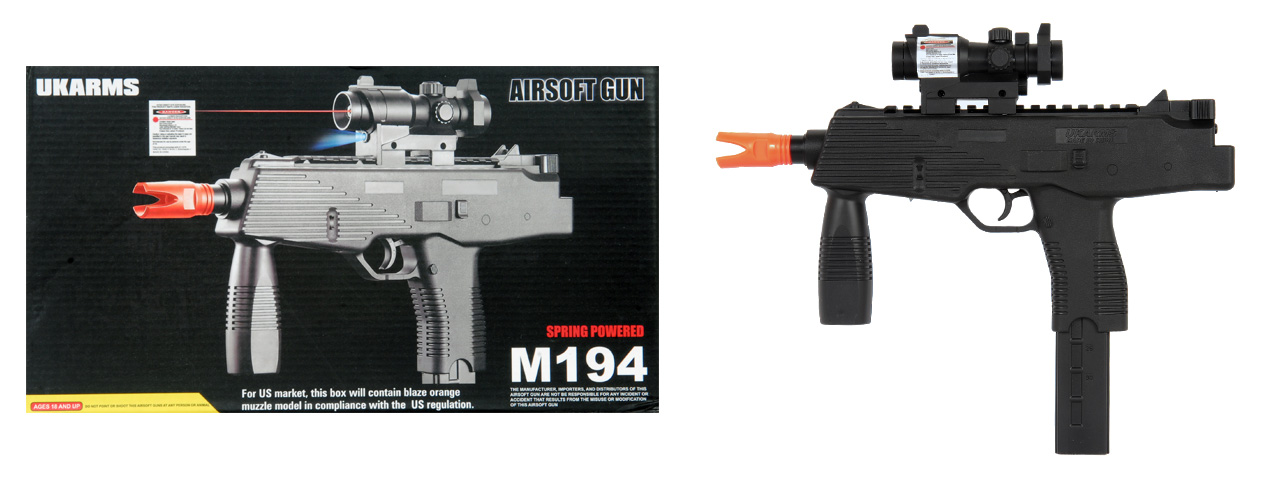 UK Arms M194 Spring Pistol With Laser And Flashlight