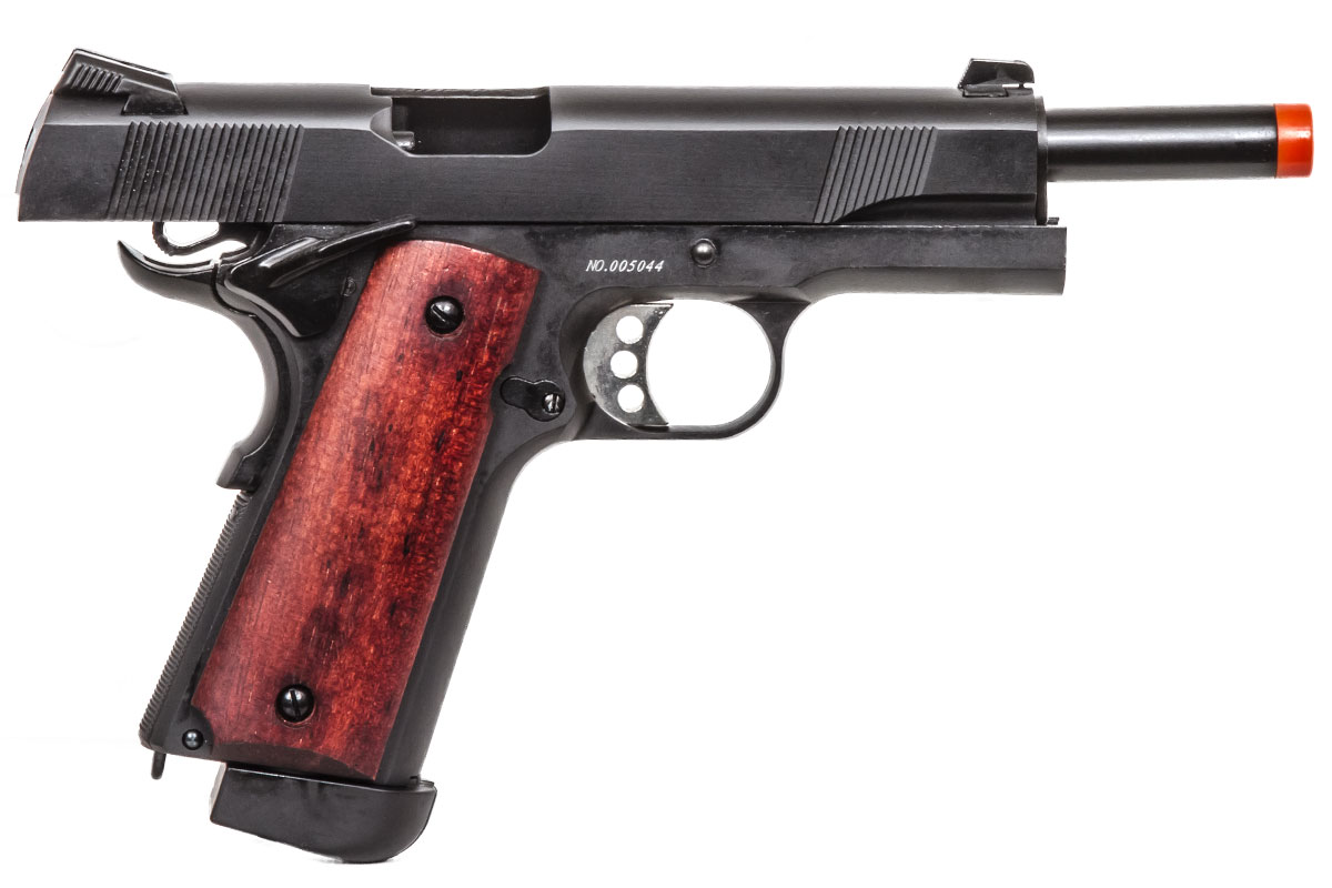 Double Bell M1911 A1 CO2 Blowback Airsoft Pistol ( Black / Wood )