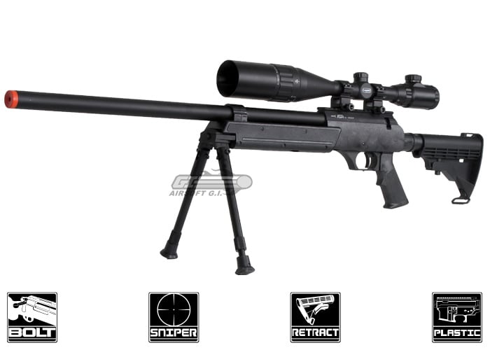 Echo 1 ASR Bolt Action Spring Sniper Airsoft Rifle ( Black )