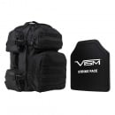 VISM Tactical Backpack with 10x12 LEVEL III+ Shooters Cut PE Hard Ballistic Plate (Black)