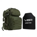 VISM Tactical Backpack with 10x12 LEVEL III+ Shooters Cut PE Hard Ballistic Plate (Green)