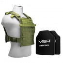 VISM Fast Plate Carrier  with 10X12 LEVEL III+ PE Shooters Cut 2X Hard Ballistic Plates (Green)