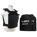 VISM Fast Plate Carrier  with 10X12 LEVEL III+ PE Shooters Cut 2X Hard Ballistic Plates (Black)