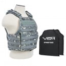 VISM 2924 Plate Carrier Vest with two 10X12 Shooters Cut Soft Ballistic Panels (ACU)