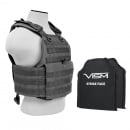 VISM 2924 Plate Carrier Vest with two 10X12 Shooters Cut Soft Ballistic Panels (Urban Grey)