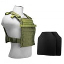 VISM Fast Plate Carrier With 10"X12' Level IIIA Shooter's Cut Hard Ballistic Plates (Green)