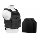 VISM Plate Carrier With 10"X12' Level IIIA Shooter's Cut Hard Ballistic Plates (Black)