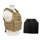 VISM Plate Carrier With 10"X12' Level IIIA Shooter's Cut Hard Ballistic Plates (Tan)