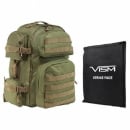 VISM Tactical Backpack with 10X12 Soft Ballistic Panel (Green/Tan)