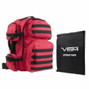 VISM Tactical Backpack with 10X12 Soft Ballistic Panel (Red)