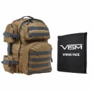 VISM Tactical Backpack with 10X12 Soft Ballistic Panel (Tan/Grey)