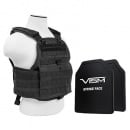 VISM 2924 Plate Carrier Vest with 2x 10X12 Shooters Cut Hard PE Ballistic Panels (Black)