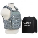 VISM 2924 Plate Carrier Vest with 2x 10X12 Shooters Cut Hard PE Ballistic Panels (ACU)