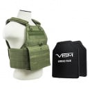 VISM 2924 Plate Carrier Vest with 2x 10X12 Shooters Cut Hard PE Ballistic Panels (Green)