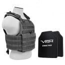 VISM 2924 Plate Carrier Vest with 2x 10X12 Shooters Cut Hard PE Ballistic Panels (Urban Grey)