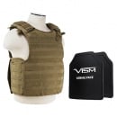 VISM Quick Release Carrier Vest With 11X14 Shooters Cut Hard PE Ballistic Panels (Tan)