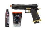 Room Clearing Package #1 ft. Lancer Tactical Knightshade 1911 Gas Blowback Airsoft Pistol (Black/Gold)