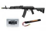 Charged Up Player Package #4 ft. Lancer Tactical AK74 Full Metal Rifle w/ 10.5 inch M-LOK Handguard (Black)