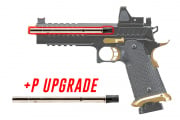 Lancer Tactical Knightshade Hi-Capa Gas Blowback Airsoft Pistol w/ Reflex Red Dot Sight Performance + (Black & Gold)