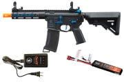 Lancer Tactical Gen 3 Hellion 7" M-LOK M4 AEG Airsoft Rifle Lipo Battery/Charger Pacakage (Black/Blue)