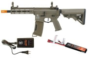 Lancer Tactical Gen 3 Hellion 7" M-LOK M4 AEG Airsoft Rifle Lipo Battery/Charger Package (Tan)