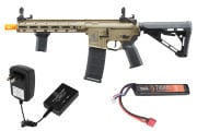 Lancer Tactical Gen 3 Hellion 10" M-LOK M4 AEG Airsoft Rifle w/ Delta Stock Lipo Battery/Charger Package (Tan)