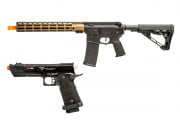 MGC4 MK2 Full Metal M4 AEG W/ ETU Airsoft Rifle & TTI Pit Viper 2011 Hi-Capa GBB Airsoft Pistol Combo (Black & Bronze)