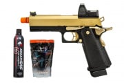 Raven Airsoft 4.3 Hi Capa GBB Airsoft Pistol w/ Micro Red Dot Starter Package (Black & Gold)
