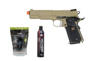 Gassed Up Player Package #22 ft. WE Desert Warrior MEU 1911 GBB Airsoft Pistol (Tan)