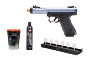 Plate Rack Challenge Package #16 ft. WE Tech Galaxy G Series Gas Blowback Airsoft Pistol (Blue)