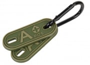 Lancer Tactical "A" Blood Type 2 pcs. Tags w/ Carabiner (OD Green)