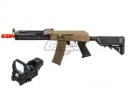 Lancer Tactical LT10T AK Tactical RIS Carbine AEG Airsoft Rifle Red Dot Combo Pack (Tan)