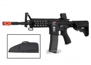 G&G Combat Machine CM16 Raider-L M4 Carbine AEG Airsoft Rifle Bag Combo (Black)