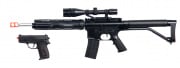 UK Arms P1136 M4 Spring Carbine Airsoft Rifle Pistol Package (Black)