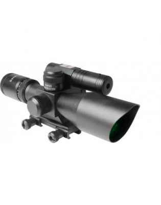 AIM Sports Titan Series 2.5-10X40mm Green Laser Riflescope w/ Mil-Dot Reticle ( Black )