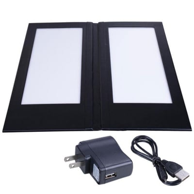 5-1/2" x 11" Illuminated Folding Menu Cover 2-Panel LED Backlit