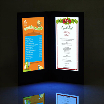 5-1/2" x 11" Illuminated Folding Menu Cover 2-Panel LED Backlit