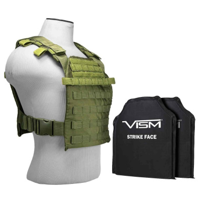 VISM Larger Fast Plate Carrier With 11"X14' Level IIIA Shooter's Cut Soft Ballistic Panels ( Green )