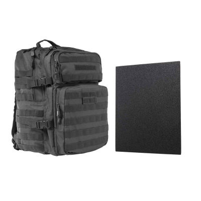 VISM Assault Backpack With 11"x14" Level IIIA Hard Ballistic Plate ( Gray )