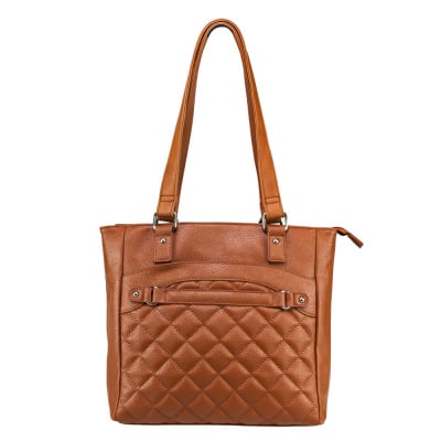 VISM Concealed Carry Quilted Tote ( Brown )