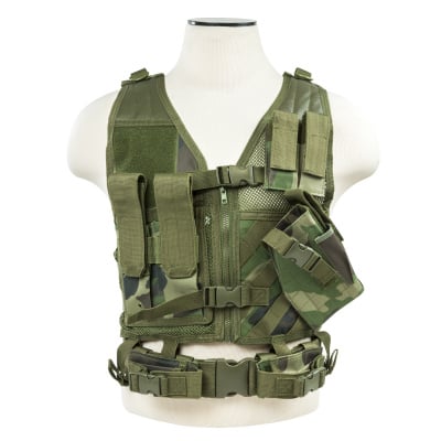 VISM Childrens Tactical Crossdraw Vest ( Woodland Camo / XS - S )