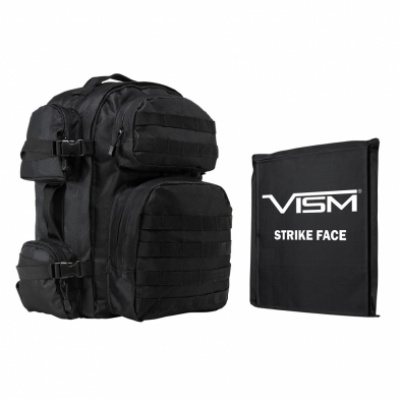 VISM Tactical Backpack with 10X12 Soft Ballistic Panel ( Black )