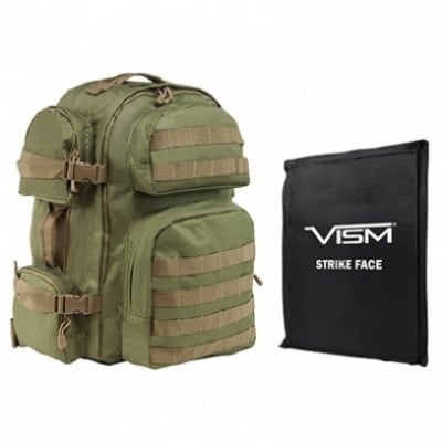 VISM Tactical Backpack with 10X12 Soft Ballistic Panel ( Green / Tan )