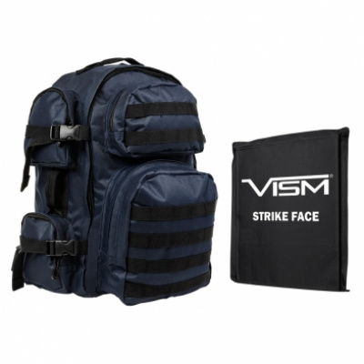 VISM Tactical Backpack with 10X12 Soft Ballistic Panel ( Blue / Black )